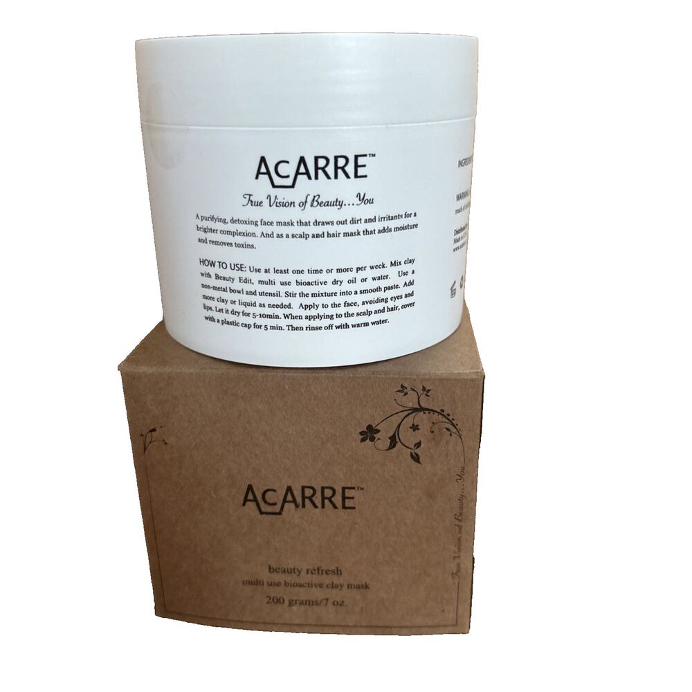 Acarre Beauty Refresh Multi-Use Bioactive Clay Mask Powder Purifying 7 oz/200 gr